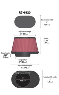 Thumbnail for K&N Filter Universal Clamp-On Filter 2in Flange / 2-23/32in Base / 3in x 2in Top / 2-3/4in Height