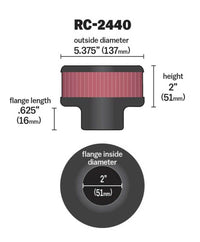 Thumbnail for K&N Universal Round Clamp-On Air Filter 2in. Flange / 5-3/8in. OD / 2in. Height