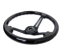 Thumbnail for NRG Reinforced Steering Wheel (350mm / 3in. Deep) Blk Wood w/Blk Matte Spoke/Black Center Mark