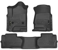 Thumbnail for Husky Liners 14 Chevrolet Silverado/GMC Sierra Dbl Cab WeatherBeater Black Front&2nd Seat Floor Line