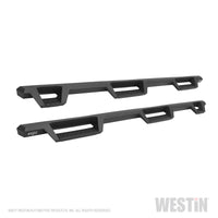 Thumbnail for Westin 99-16 Ford F-250/350/450/550 CC (6.75ft Bed) HDX Drop Whl to Whl Nerf Step Bars - Text Blk