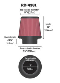 Thumbnail for K&N Universal Chrome Filter 6in Flange ID x 7.5in Base OD x 5in Top OD x 6in H