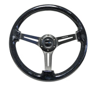 Thumbnail for NRG Reinforced Steering Wheel (350mm / 3in. Deep) Black Multi Color Flake Wood w/ Black Matte Center