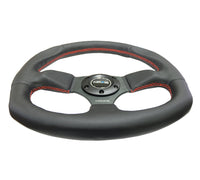 Thumbnail for NRG Reinforced Steering Wheel (320mm Horizontal / 330mm Vertical) Leather w/Red Stitching