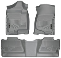 Thumbnail for Husky Liners 07-12 Chevy Silverado/GMC Sierra Crew Cab WeatherBeater Combo Gray Floor Liners