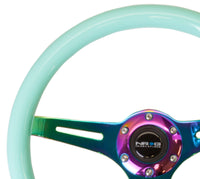 Thumbnail for NRG Classic Wood Grain Steering Wheel (350mm) Minty Fresh Color w/Neochrome 3-Spoke Center