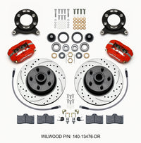 Thumbnail for Wilwood Forged Dynalite-M Front Kit 11.30in 1 PC Rotor&Hub Drill-Red 1965-1969 Mustang Disc & Drum