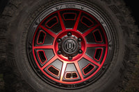 Thumbnail for ICON Victory 17x8.5 6x135 6mm Offset 5in BS Satin Black w/Red Tint Wheel