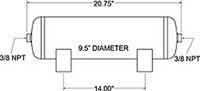 Thumbnail for Firestone Air Tank 5 Gallon 9.5in. x 20.7in. Length (2) 3/8in. NPT 150 PSI Max - Black (WR17609231)