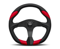 Thumbnail for Momo Quark Steering Wheel 350 mm - Black Poly/Black Spokes/Red Inserts