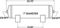 Thumbnail for Firestone Air Tank 3 Gallon 7in. x 20.75in. (2) 3/8in. NPT Ports 150 PSI Max - Black (WR17609229)