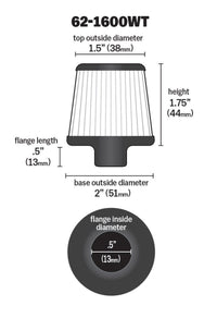 Thumbnail for K&N 2in Base OD x .375in Flange ID x 1.75in H Rubber Base Crankcase Vent Filter - White