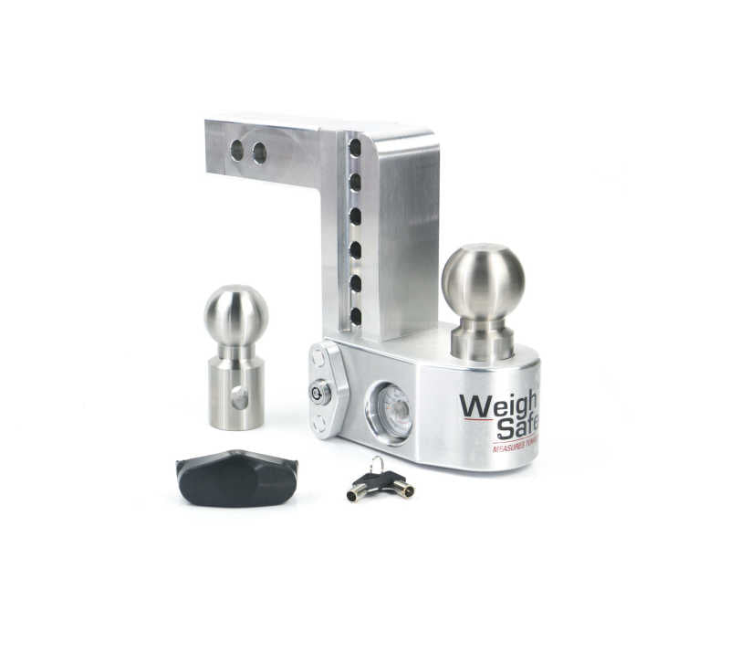 Weigh Safe 6in Drop Hitch w/Built-in Scale & 2in Shank (10K/12.5K GTWR) - Aluminum