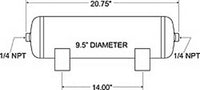 Thumbnail for Firestone Air Tank 5 Gallon 9.5in. x 20.7in. (2) 1/4in. NPT Ports 150 PSI Max - Black (WR17609191)