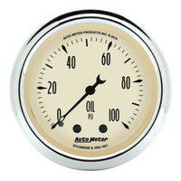 Thumbnail for Autometer Antique Beige 52.4mm 0-100 PSI Mechanical Oil Pressure Gauge