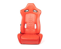 Thumbnail for NRG Reclinable Sport Seats (Pair) The Arrow Red Vinyl w/ Pressed NRG Logo w/ Red Stitch