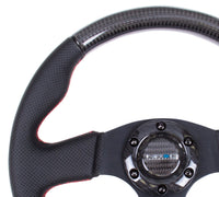 Thumbnail for NRG Carbon Fiber Steering Wheel (315mm) Leather Trim w/Red Stitching