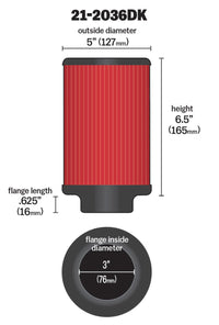 Thumbnail for AEM Aif Filter, 3inFLG/ 5inOD/ 6-1/2inH Dry Flow