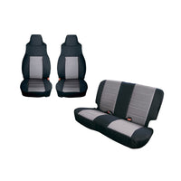 Thumbnail for Rugged Ridge Seat Cover Kit Black/Gray 03-06 Jeep Wrangler TJ