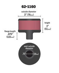 Thumbnail for K&N Filter 3/4in Vent 3in Diameter 2in Height