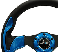 Thumbnail for NRG Reinforced Steering Wheel (320mm) Blk w/Blue Trim