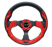 Thumbnail for NRG Reinforced Steering Wheel (320mm) Blk w/Red Trim & 5mm 3-Spoke