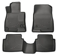 Thumbnail for Husky Liners WeatherBeater 14 Mazda 3 Hatch&Sedan Front & Second Row Black Floor Liners