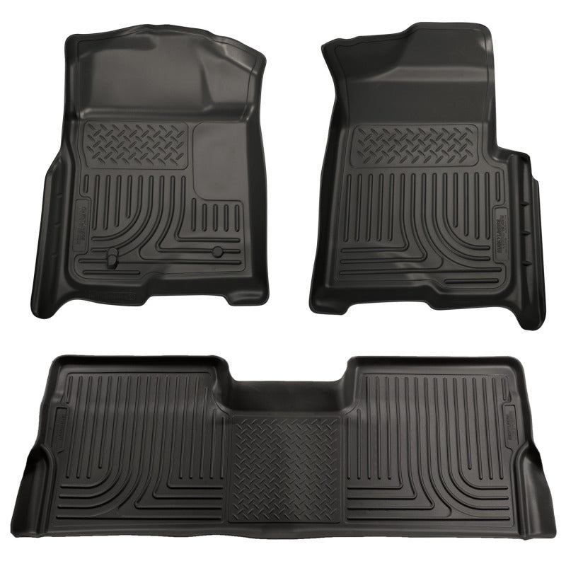 Husky Liners 08-10 Ford SD Super Cab WeatherBeater Combo Black Floor Liners (w/o Manual Trans Case)