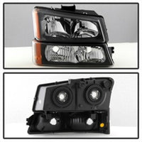 Thumbnail for Xtune Chevy Silverado 2500HD 03-06 Crystal Headlights w/ Bumper Lights Black HD-JH-CSIL03-AM-BK-SET