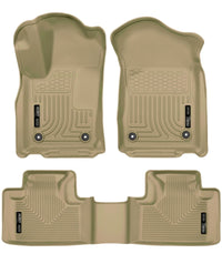 Thumbnail for Husky Liners 16-22 Dodge Durango Weatherbeater Tan Front & 2nd Seat Floor Liners