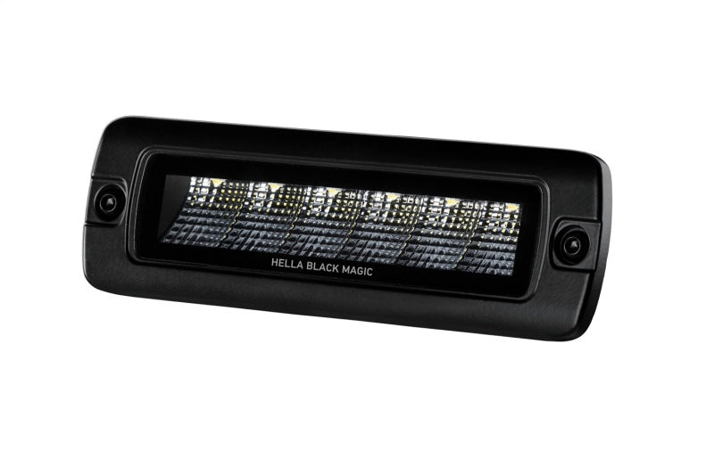 Hella Universal Black Magic 6 L.E.D. Flush Mount Mini Light Bar - Flood Beam