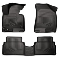 Thumbnail for Husky Liners 14 Hyundai Tucson w/Retain Hooks WeatherBeater Combo Front & 2nd Row Black Floor Liners