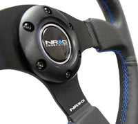 Thumbnail for NRG Reinforced Steering Wheel (320mm) Black Leather w/Blue Stitching