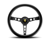 Thumbnail for Momo Prototipo Steering Wheel 350 mm - Black Leather/Wht Stitch/Black Spokes