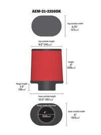 Thumbnail for AEM 4.00 in Dryflow Air Filter Oval 9.00 in Element