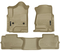 Thumbnail for Husky Liners 14 Chevrolet Silverado/GMC Sierra Dbl Cab WeatherBeater Tan Front&2nd Seat Floor Liners