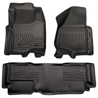 Thumbnail for Husky Liners 11-12 Ford SD Super Cab WeatherBeater Combo Black Floor Liners (w/o Manual Trans Case)