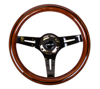 Thumbnail for NRG Classic Wood Grain Steering Wheel (310mm) Dark Wood & Black Line Inlay w/Blk Chrome 3-Spoke Ctr.