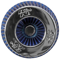 Thumbnail for K&N Universal Air Filter Chrome Round Tapered Blue - 4in Flange ID x 1.125in Flange Length x 5.5in H