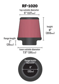 Thumbnail for K&N Universal Air Filter 6in Flange ID x 7.5in Base / 5in OD Top x 8in H