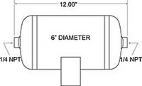 Thumbnail for Firestone Air Tank 1 Gallon 6in. x 12in. L (2) 1/4in. NPT Ports 150 PSI Max - Black (WR17609125)