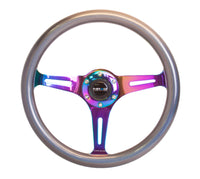 Thumbnail for NRG Classic Wood Grain Steering Wheel (350mm) Chameleon/Pearlescent Paint Grip w/Neochrome 3-Spoke