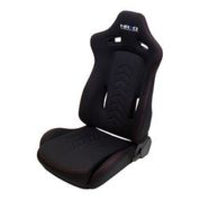 Thumbnail for NRG Sport Seats (Pair) Cloth w/NRG Logo & NRG Arrow Cushion Imprint - Black w/Red Stitch