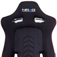 Thumbnail for NRG Sport Seats (Pair) Cloth w/NRG Logo & NRG Arrow Cushion Imprint - Black w/Red Stitch