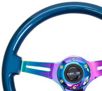 Thumbnail for NRG Classic Wood Grain Steering Wheel (350mm) Blue Pearl/Flake Paint w/Neochrome 3-Spoke Center