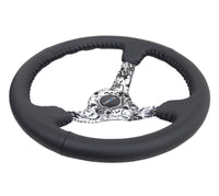 Thumbnail for NRG Reinforced Steering Wheel (350mm / 3in. Deep) Blk Leather w/Hydrodipped Digi-Camo Spokes