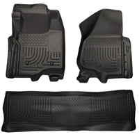 Thumbnail for Husky Liners 11-12 Ford SD Crew Cab WeatherBeater Combo Black Floor Liners (w/o Manual Trans Case)