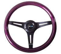 Thumbnail for NRG Classic Wood Grain Steering Wheel (350mm) Purple Pearl/Flake Paint w/Black 3-Spoke Center