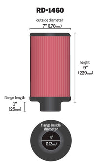 Thumbnail for K&N Universal Air Filter 4in Flange ID 7in OD 9in Height