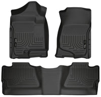 Thumbnail for Husky Liners 07-12 Chevy Silverado/GMC Sierra Crew Cab WeatherBeater Combo Black Floor Liners